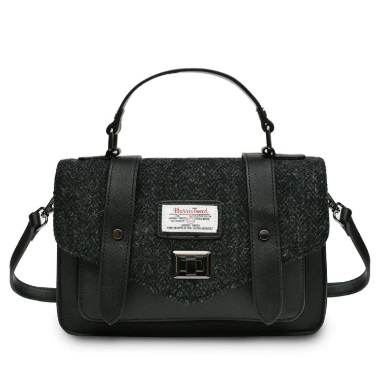 Islander Black herringbone medium satchel