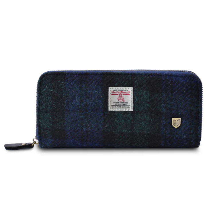 Islander Black watch Harris tweed zip purse