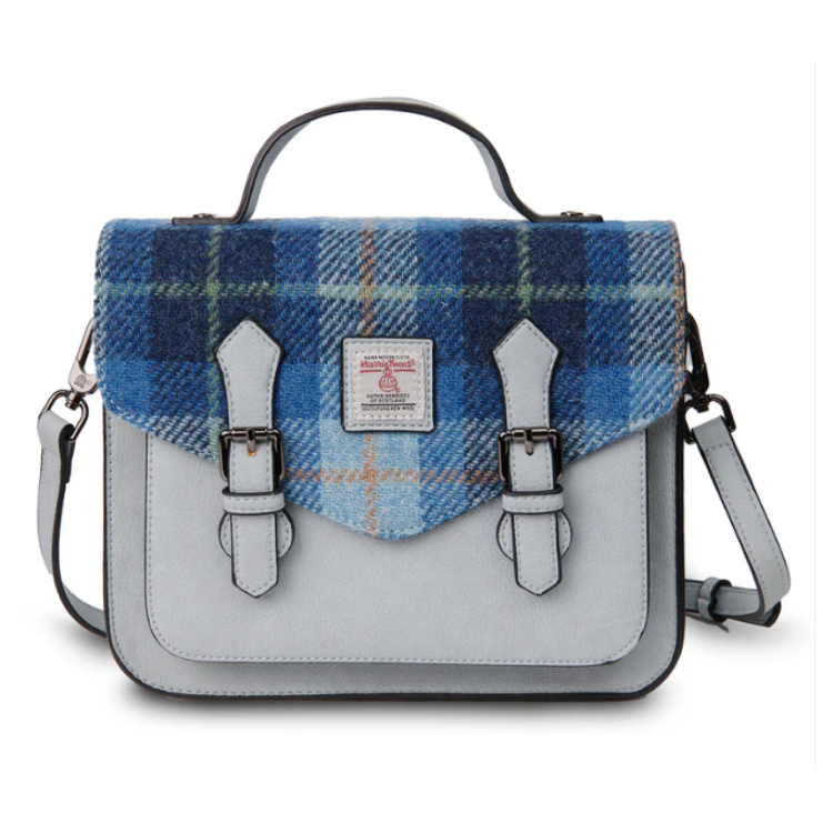 Islander blue tartan Calton medium  satchel