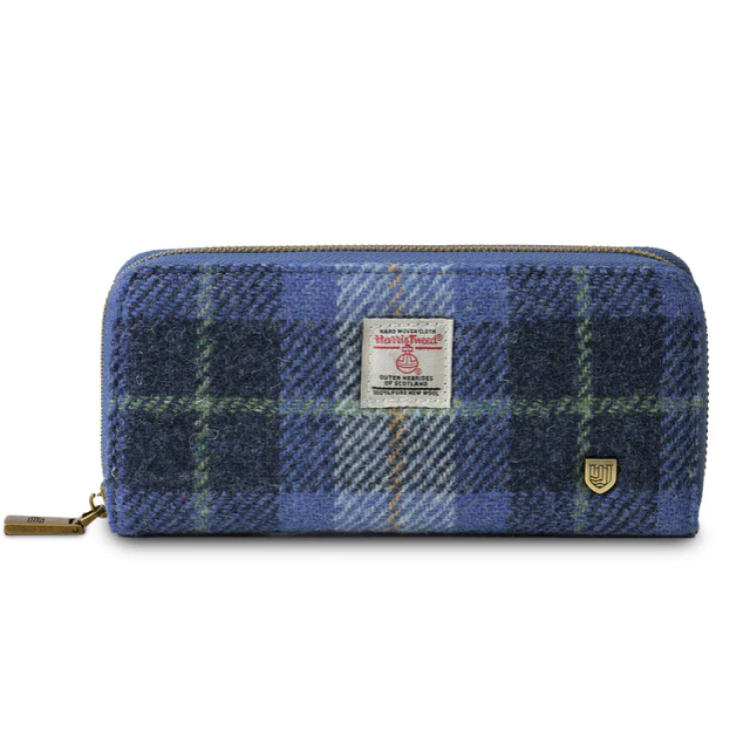 Islander blue tartan long zip,purse