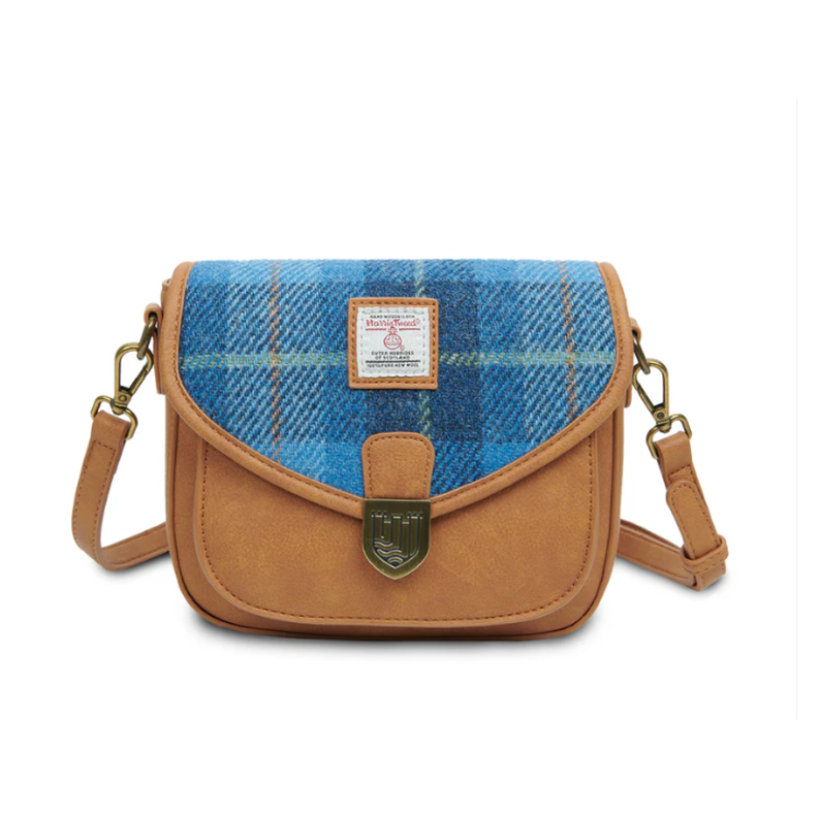 Islander blue tartan mini saddle bag