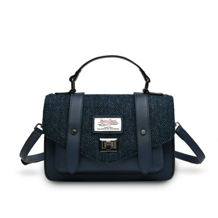 Islander Medium Satchel (Navy Herringbone)