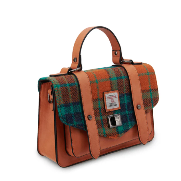Islander orange tartan medium satchel