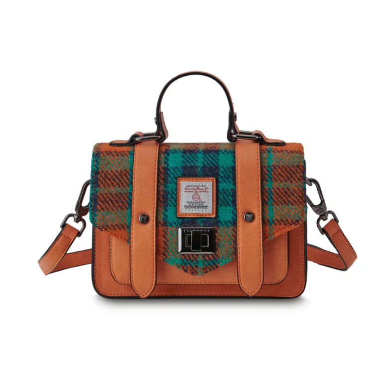 Islander orange tartan small satchel