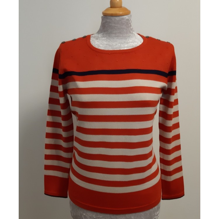 Claudia C terracotta stripe sweater