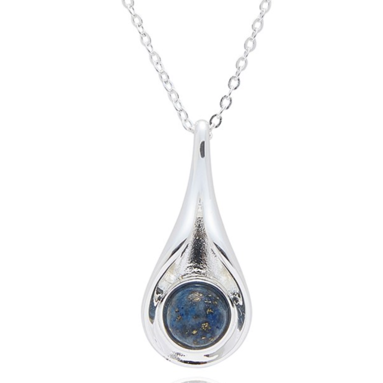 Lapis Lazuli silver plated suspended necklace