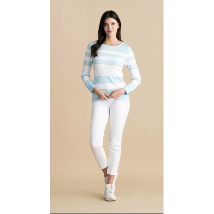 Marble aqua stripe sweater