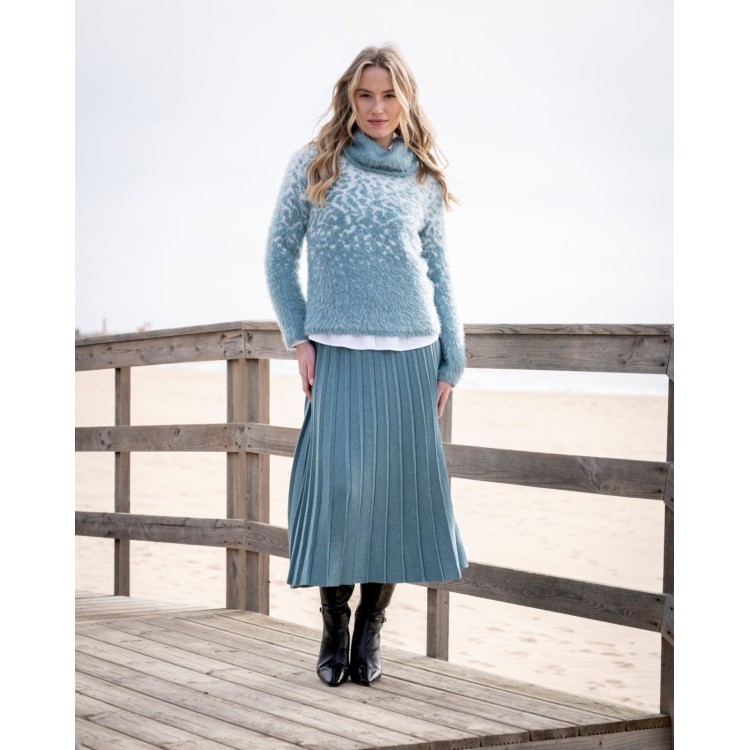 Marble feather cowl neck sweater