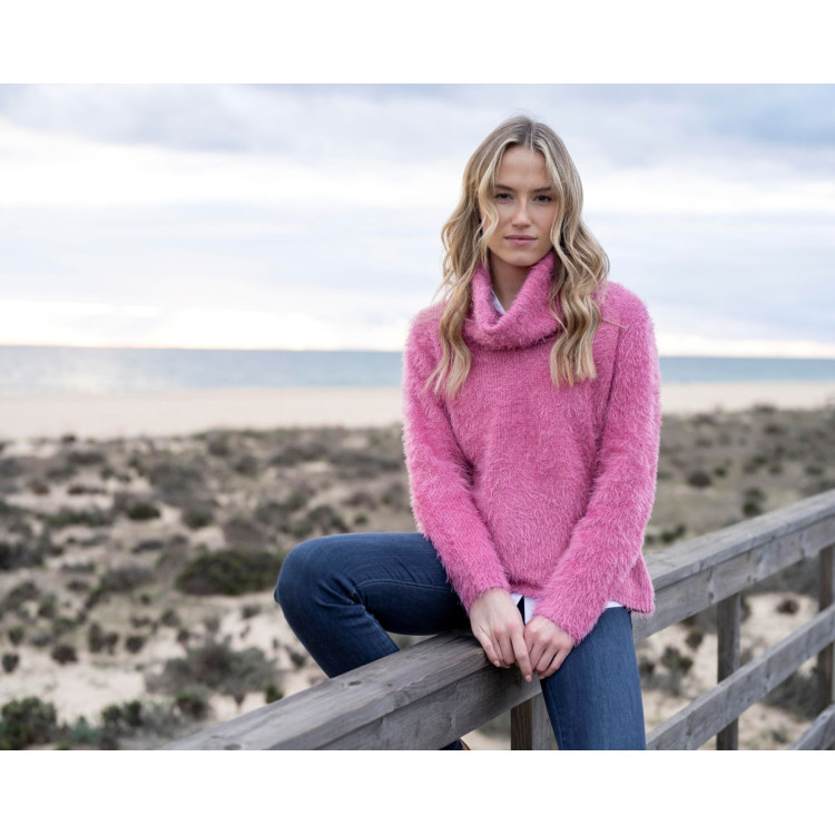 Marble feather yarn V neck sweater