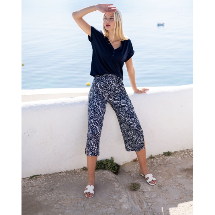 Marble navy & white culottes
