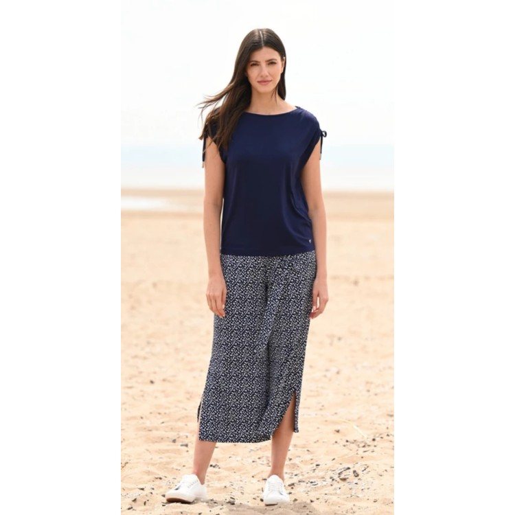 Marble navy & White spot print crop trouser