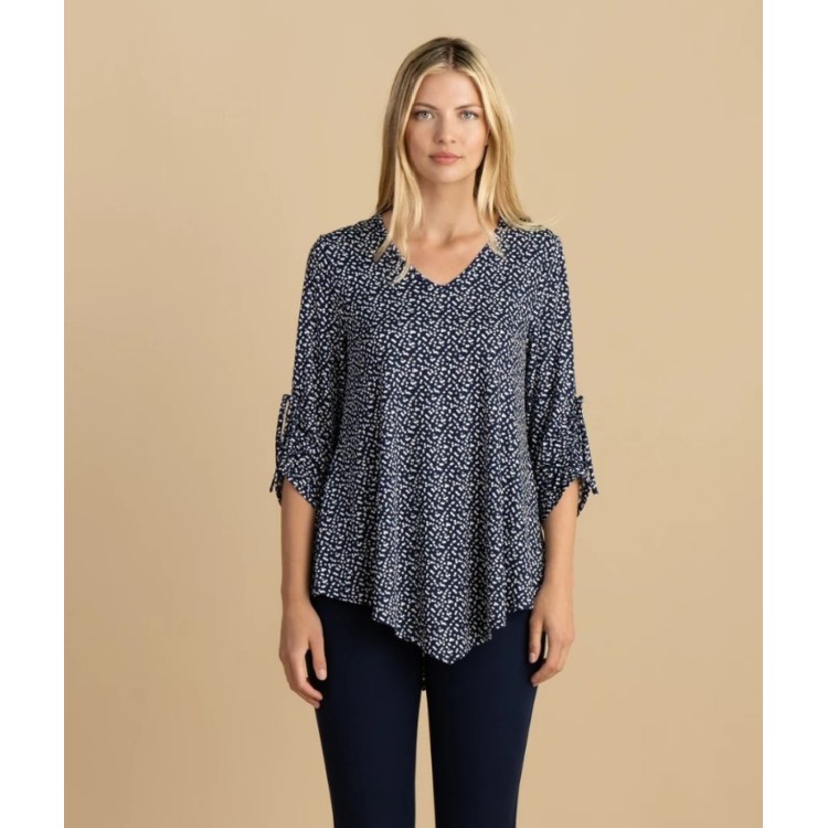 Marble navy & White spot print tunic