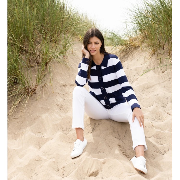 Marble navy & white stripe cardigan