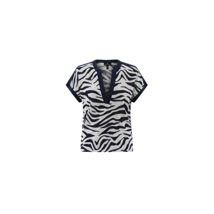 Marble navy zebra print top