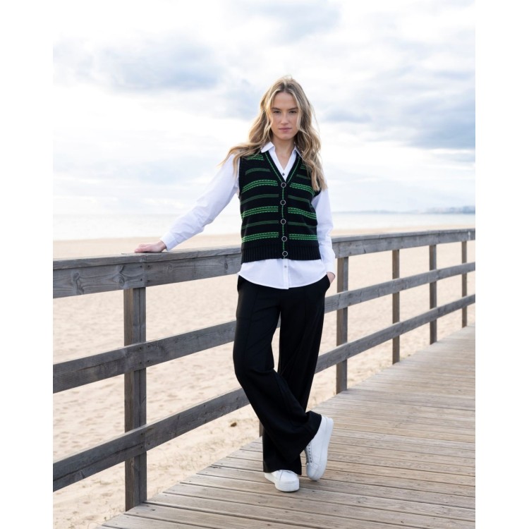 Marble straight leg black trousers