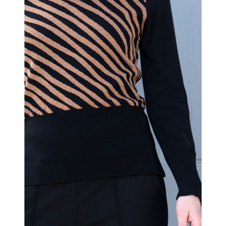 Marble tan and black zebra print sweater