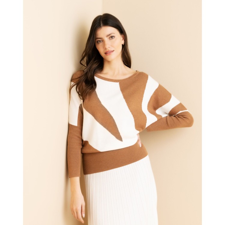 Marble two colour intarsia sweater