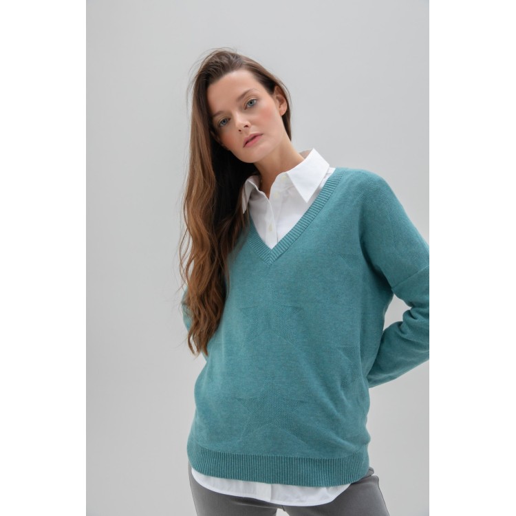 Marble sea foam V neck sweater