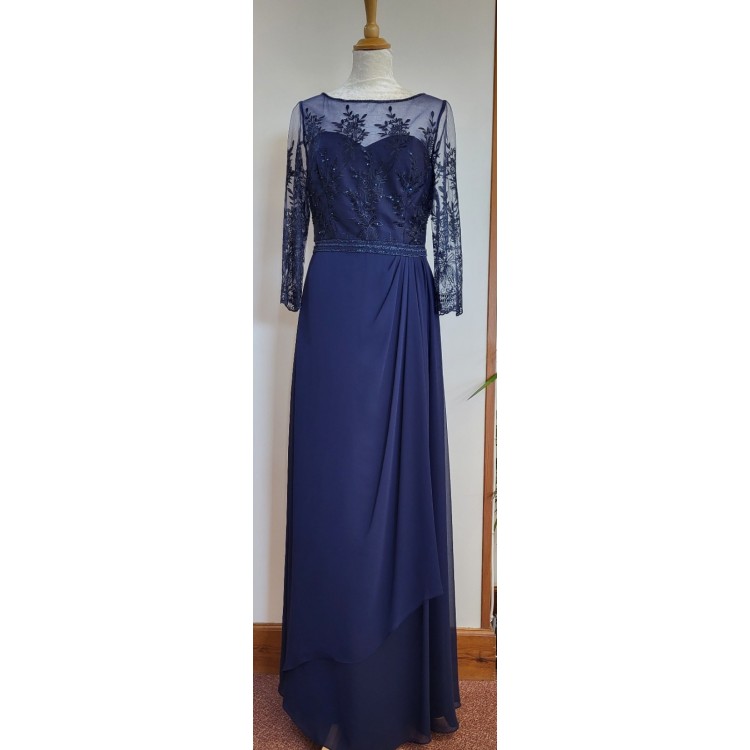 Marfil chiffon beaded long dress