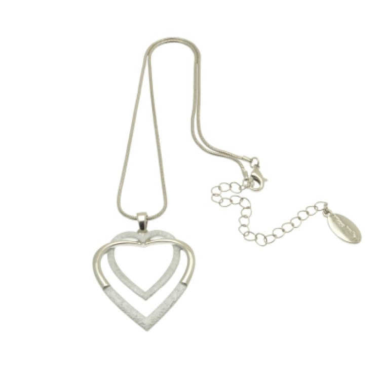 Miss Milly White and Silver Double Heart Necklace