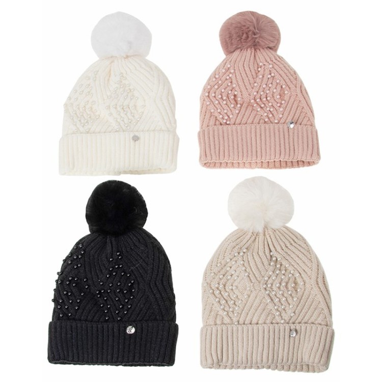 Pearl Sparkle Pom Pom Hat