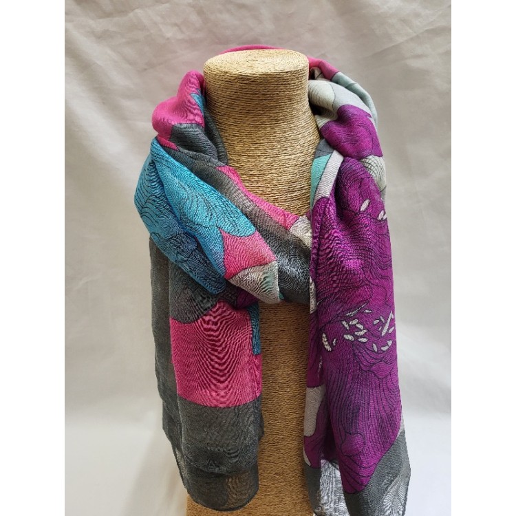 Peony design scarf 