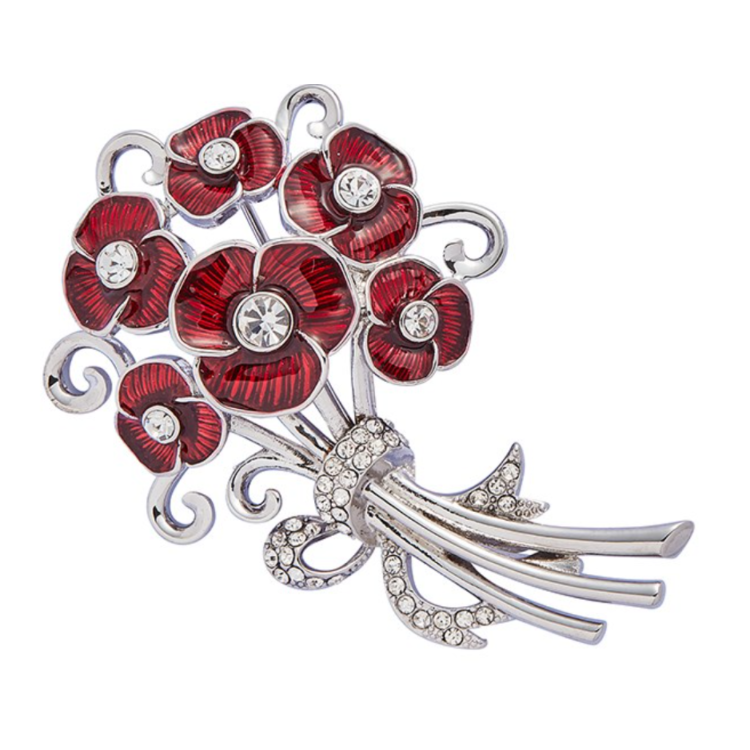 Poppy bouquet brooch