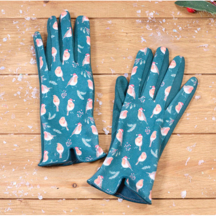 Robin repeat pattern Green Gloves