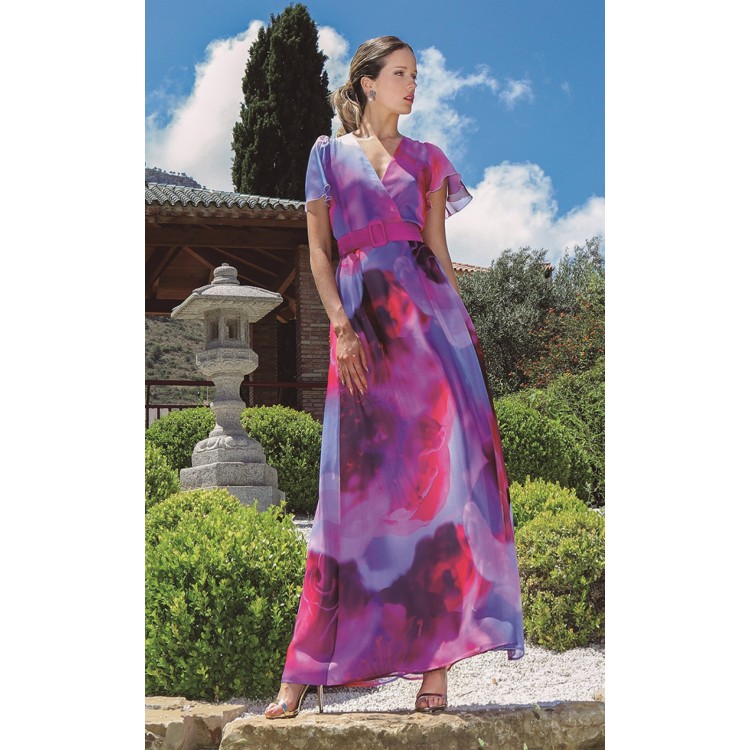 Rose multi colour print maxi dress