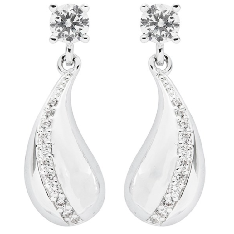 Silver plated droplet earring