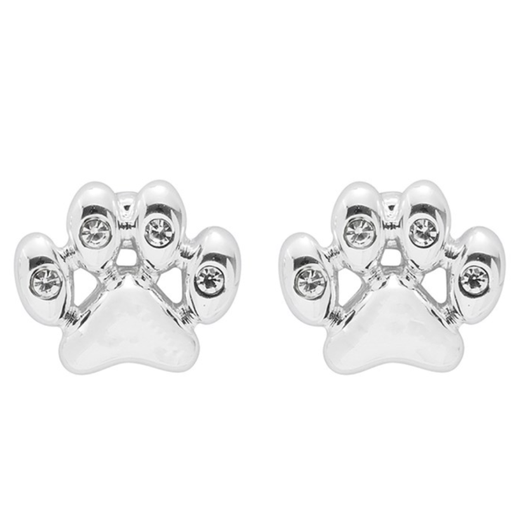 Silver plated paw earrings