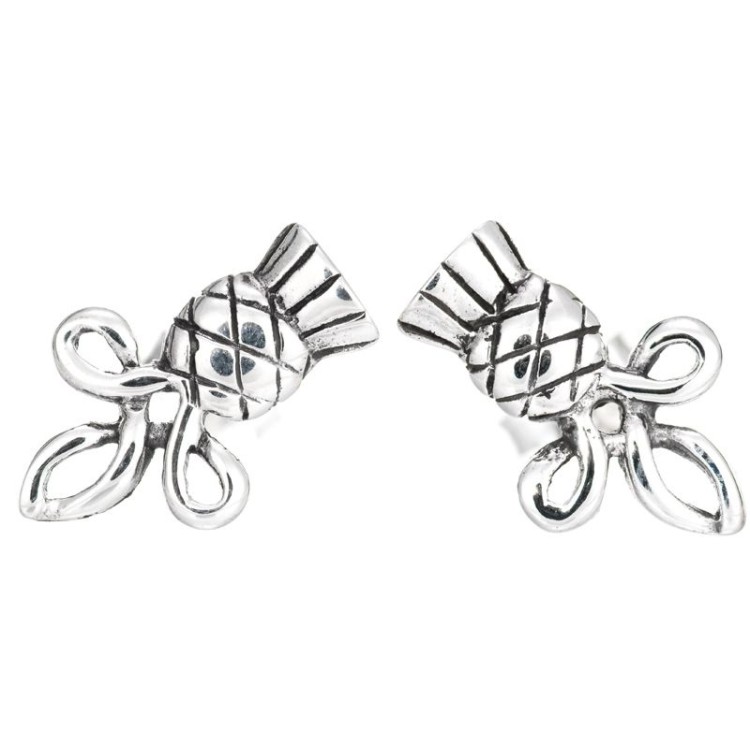Silver twisted thistle earrings 5843