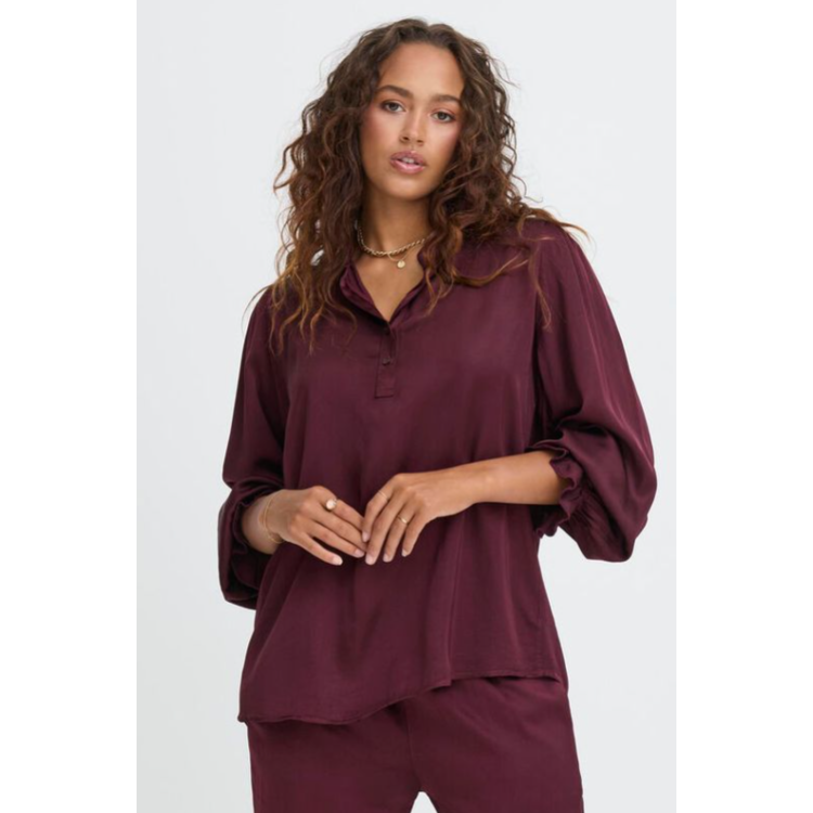 Sorbet wine elasticated cuff Blouse