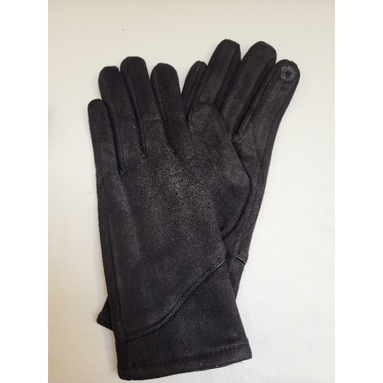Suede gloves with leather trim 