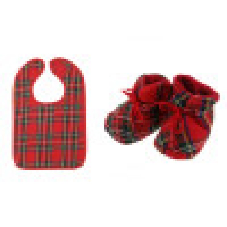 Tartan bib and booties set