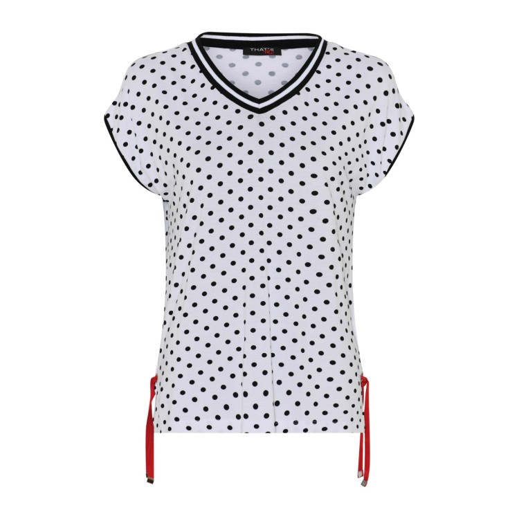 That's Me polka dot top V neck top