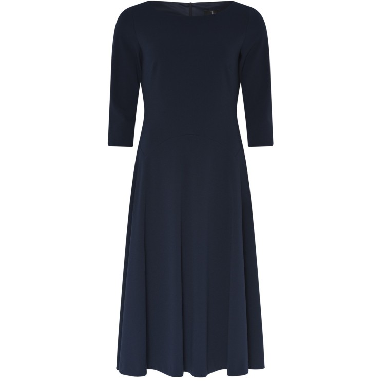 Tia boat neck black fit and flare dress