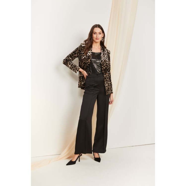 Tia black satin trouser