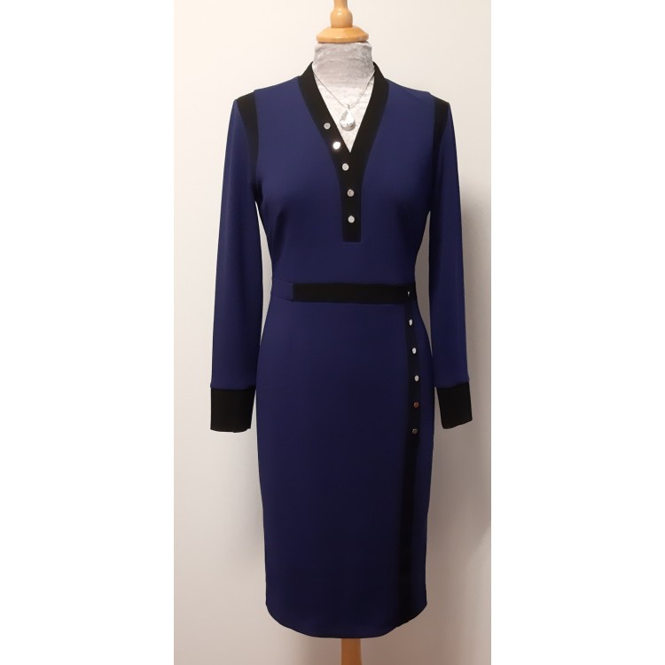 Tia Long sleeve royal and black dress