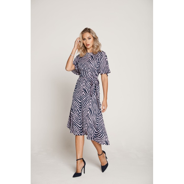 Tia Navy & Lilac zebra print dress