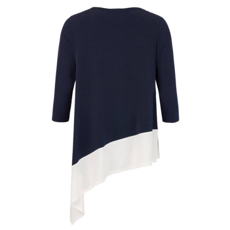 Tia navy and ivory top