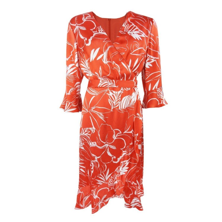 Tia red & ivory print dress