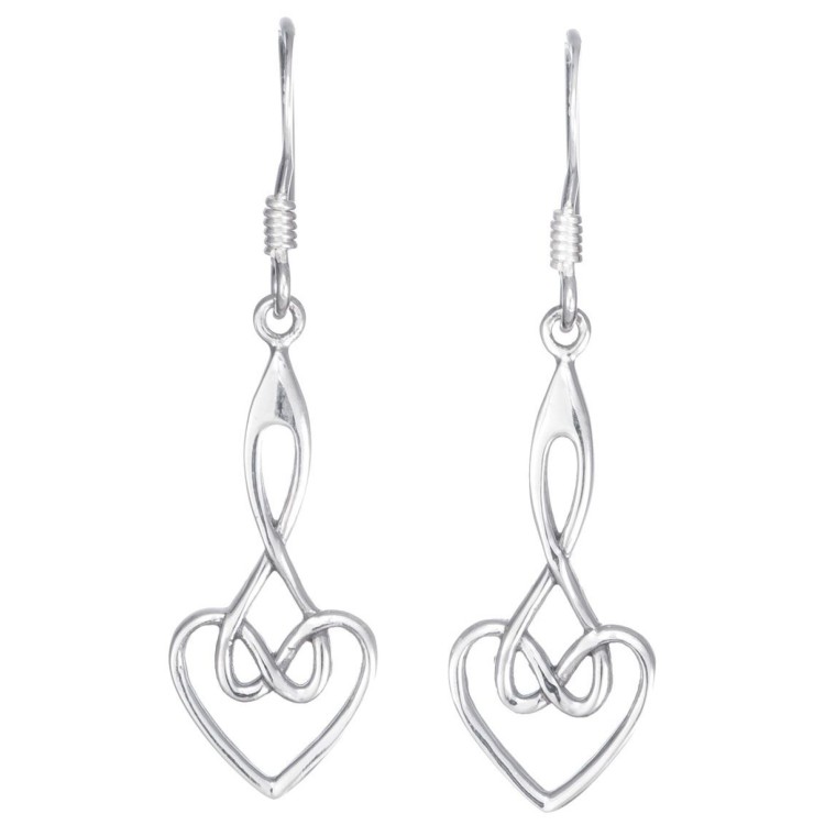 Toucan Celtic Drop Heart Earrings 5638