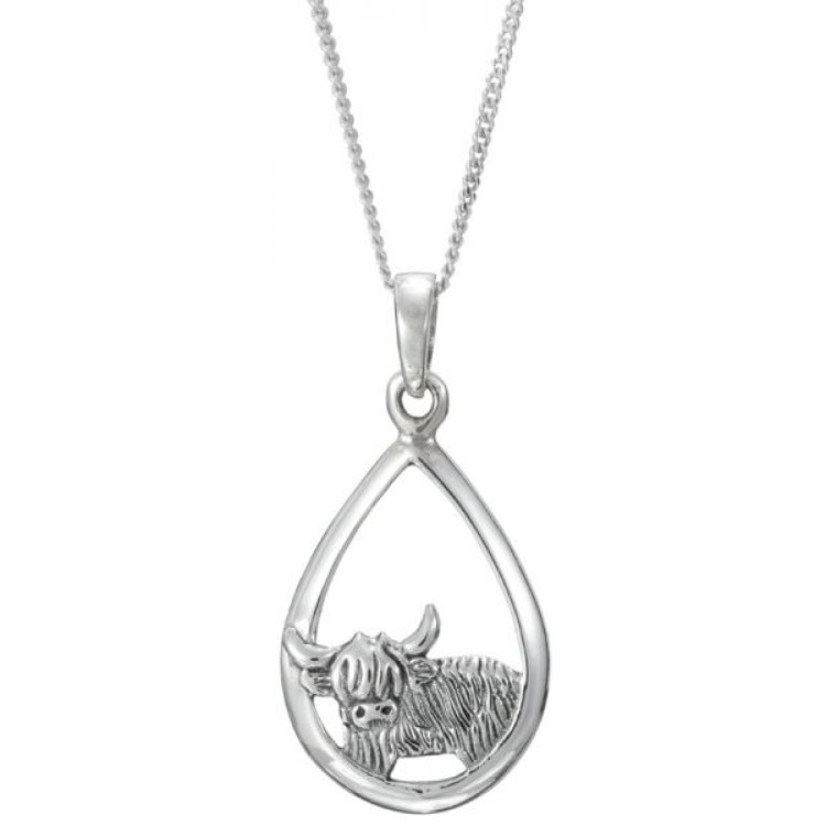 Toucan standing Highland cow necklace 5915