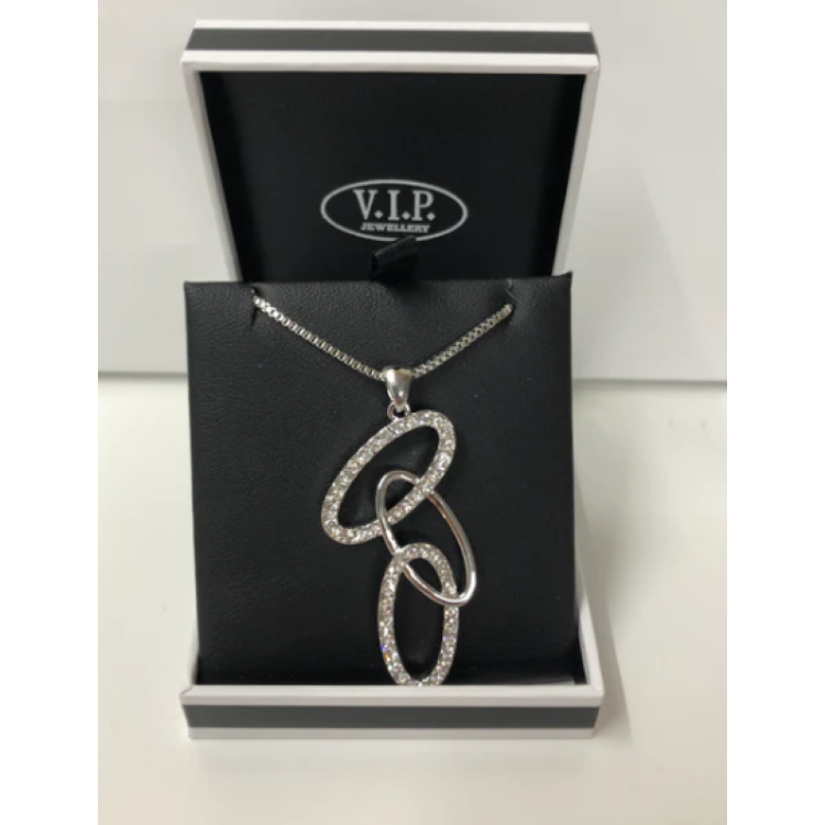 Triple Crystal Interlinked Loop Necklace