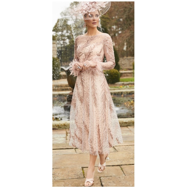 Veni Infantino beaded tulle & jersey dress